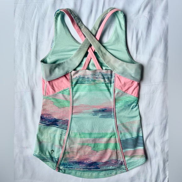 Ivivva Striped Teal & Pink Workout Tank Top - Picture 2 of 2